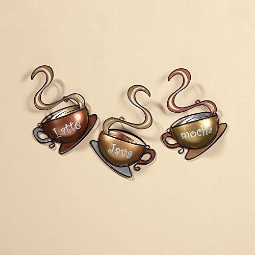 OTC Coffee House Cup Mug Latte Java Mocha Metal Wall Art Home Decor (1, Design 1)