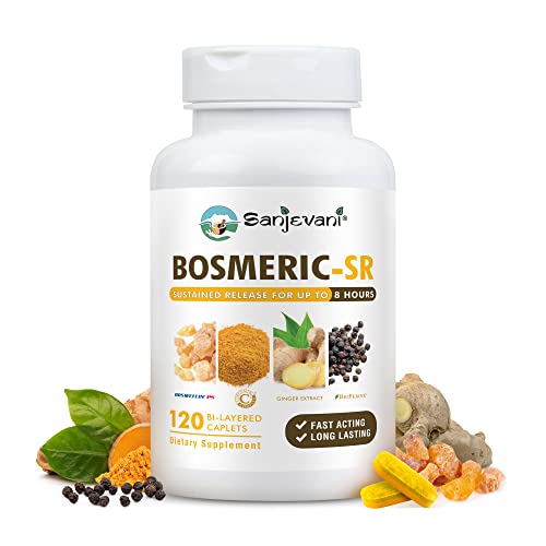 Book Cover BOSMERIC-SR Joint Support Supplement, Potent Blend of Turmeric Curcumin with Black Pepper, Boswellia Extract & Ginger, Fast-Acting Joint Supplement, 8-Hour Sustained Release, 120 Caplets - Sanjevani