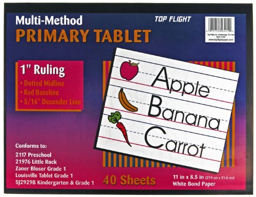 Book Cover Top Flight Multi-Method 1st Grade Primary Tablet, 1 Inch Ruling, Bond Paper, 11 x 8.5 Inches, 40 Sheets (56415)