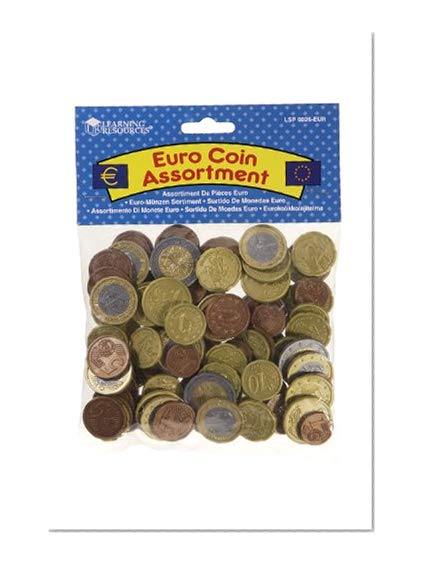 RESSOURCES D'APPRENTISSAGE Euro Coin Assortiment Lecture Money - 100 pièces