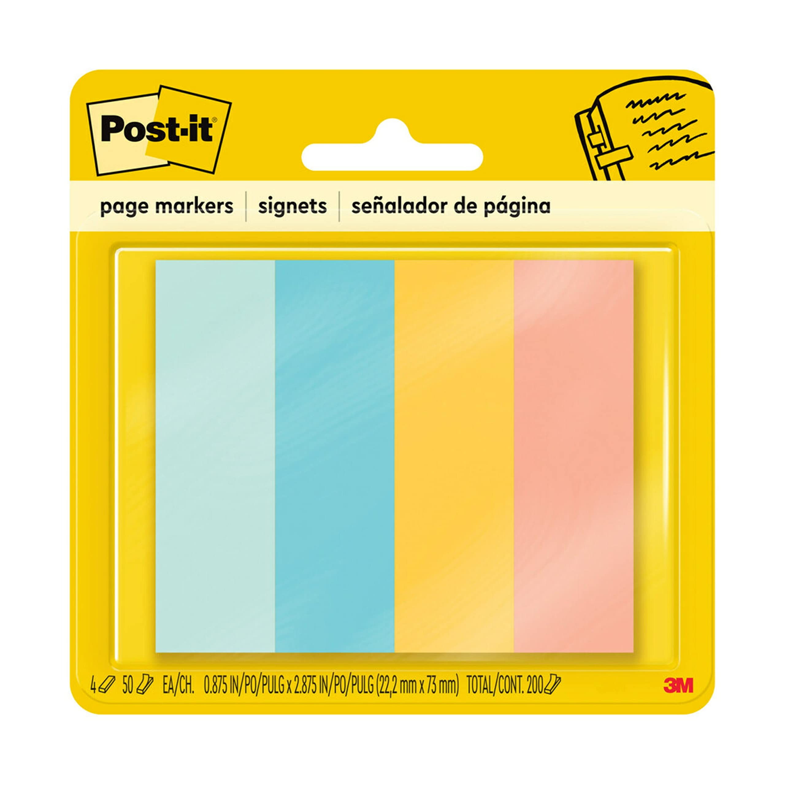 Post-it® Page Markers, 1/2-inch x 1-3/4 Inch, Ideal for Temporary Marking  and Noting In Books, Assorted Ultra Colors, 500 per Pack