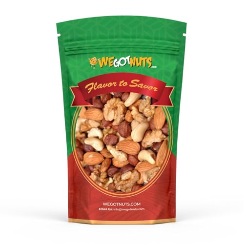 Raw Deluxe Unsalted Mixed Nuts- Premium Quality Kosher Mixed Nuts Snack by We Got Nuts- Natural Rich Flavor Cashews, Walnuts, Almonds, Pecans, Macadamia Nuts & More- Packed in A Resealable Bag- 3 lbs