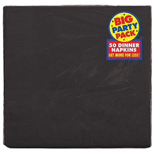 Amscan Dinner Napkin, 6.5" x 6.5", Jet Black
