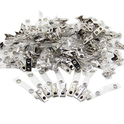 Happy Trees Metal Badge Clips with Clear Strap ID Clips Adapter 100pc