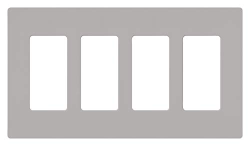 Lutron Claro 4 Gang Decorator/Rocker Wallplate, Gloss, Gray (1-Pack) | CW-4-GR