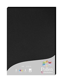 Clairefontaine Pollen Coloured Paper, A4, 210 g - Black, Pack of 25 Sheets
