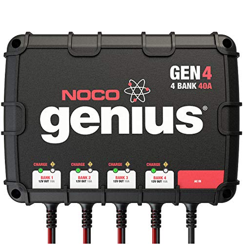 NOCO Genius GEN4, 4-Bank, 40-Amp (10-Amp Per Bank) Fully-Automatic Smart Marine Charger, 12V Onboard Battery Charger and Battery Maintainer