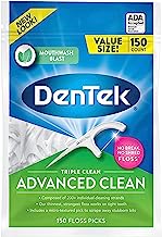Book Cover DenTek Triple Clean Advanced Clean Floss Picks, No Break & No Shred Floss, 150 Count