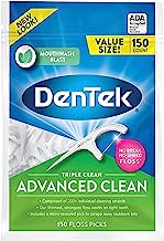 DenTek Triple Clean Advanced Clean Floss Picks, No Break & No Shred Floss, 150 Count