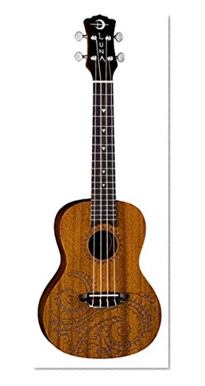 Luna Tattoo Concert Mahogany Ukulele with Gig Bag, Satin Natural