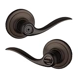 Kwikset Tustin Interior Privacy Door Handle with Lock, Metal, Door Lever For Bathroom and Bedroom, Venetian Bronze Reversible Keyless Turn Lock, with Microban Protection
