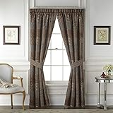Croscill Galleria Pole Top Drapery Panels, Brown, 2 Panels, 2 Tie Backs
