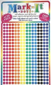 Map Dot Stickers - Assorted Colors - 1/8" Diameter