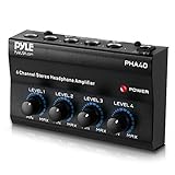 4-Channel Portable Stereo Headphone Amplifier - Professional Multi Channel Mini Earphone Splitter Amp w/ 4 ¼” Balanced TRS Headphones Output Jack and 1/4" TRS Audio Input For Sound Mixer - Pyle PHA40