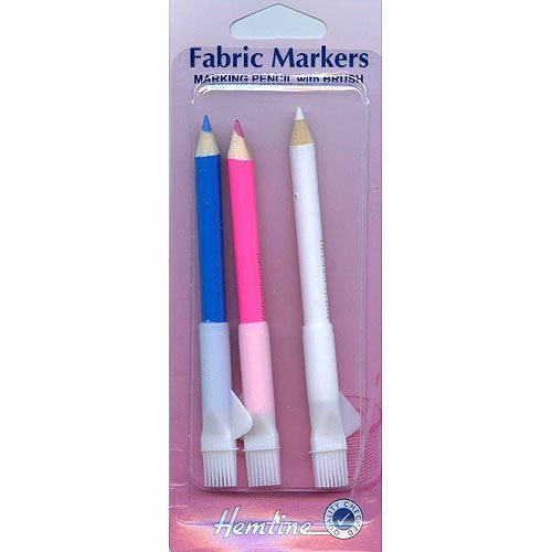 Hemline - Hemline - Crayons marqueurs à tissu de couturière - avec brosse - Set de 3