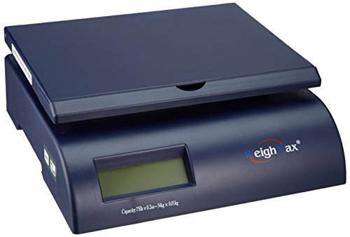 Weighmax 2822-75 lbs capacity, Blue,Postal Shipping Scale, Battery and AC Adapter Included