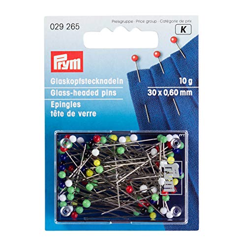 Prym Glass Head pins, Steel, Assorted Colours, 30 x 0,6 mm, Bunt, 10 g, KTE