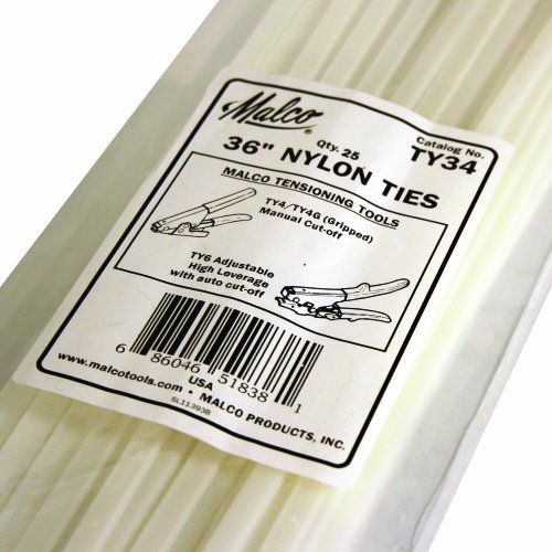 Malco TY34 36 in. Nylon Ties for Flex Duct Installations, 25-Pack, Multi, 25 Pack