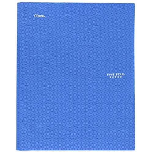 Book Cover Five Star 2-Pocket Folder, Stay-Put Folder, Plastic Colored Folders with Pockets & Prong Fasteners for 3-Ring Binders, For Home School Supplies & Home Office, 11â€ x 8-1/2â€, Blue (72115)