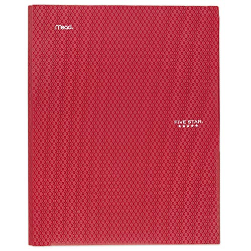 Book Cover Five Star 2-Pocket Folder, Stay-Put Folder, Plastic Colored Folders with Pockets & Prong Fasteners for 3-Ring Binders, For Home School Supplies & Home Office, 11â€ x 8-1/2â€, Red (72109)