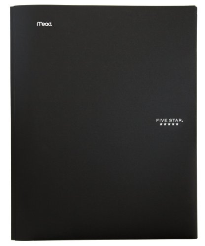 Five Star 2-Pocket Folder, Stay-Put Folder, Folders with Pockets, Black (72113)