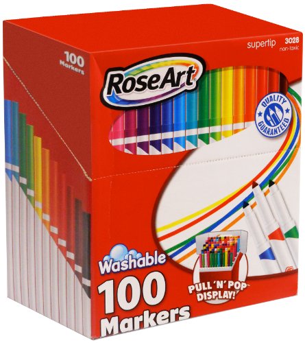Book Cover RoseArt SuperTip Washable Markers 100-Count Assorted Colors Packaging May Vary 3438VA-24