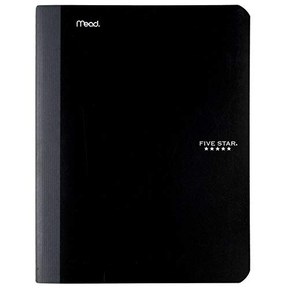 Five Star Composition Book/Notebook, College Ruled Paper, 100 Sheets, 9-1/2" x 7-1/2", Black (72261)