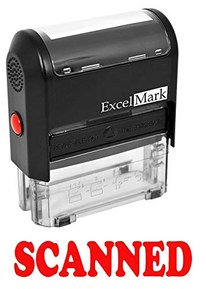 SCANNED Self Inking Rubber Stamp - Red Ink