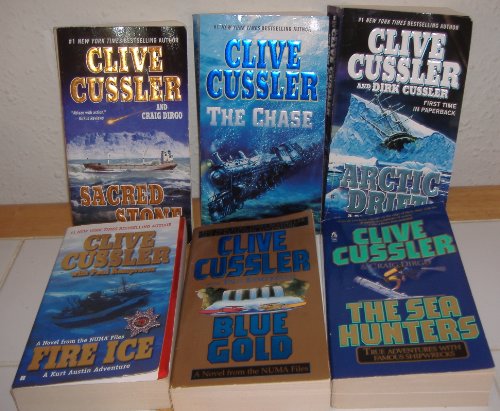 Sacred Stone/Fire Ice/Arctic Drift/The Chase/The Sea Hunters/Blue Gold by Clive Cussler (6 Books)