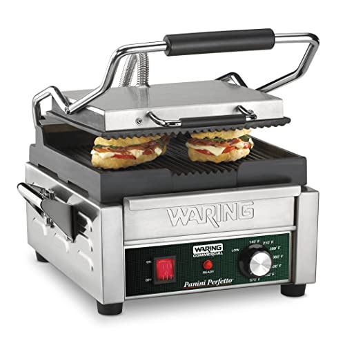 Waring Commercial Panini Perfetto Compact Panini Grill 208V (9.75" x 9.25" cooking surface)