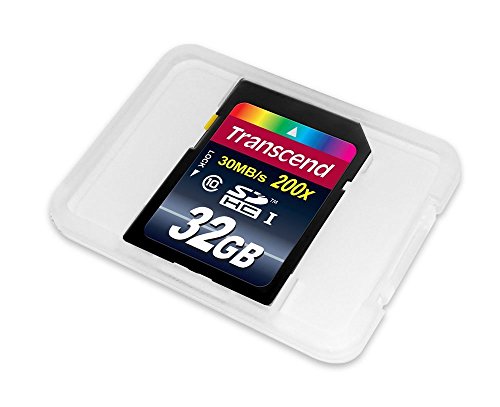 Transcend 32GB SDHC Class 10 Flash Memory Card Up to 30MB/s (TS32GSDHC10), Blue