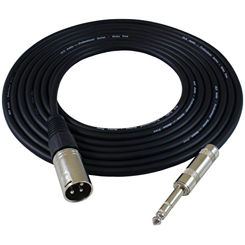 GLS Audio 25ft Patch Cable Cords - XLR Male To 1/4" TRS Black Cables - 25' Balanced Snake Cord