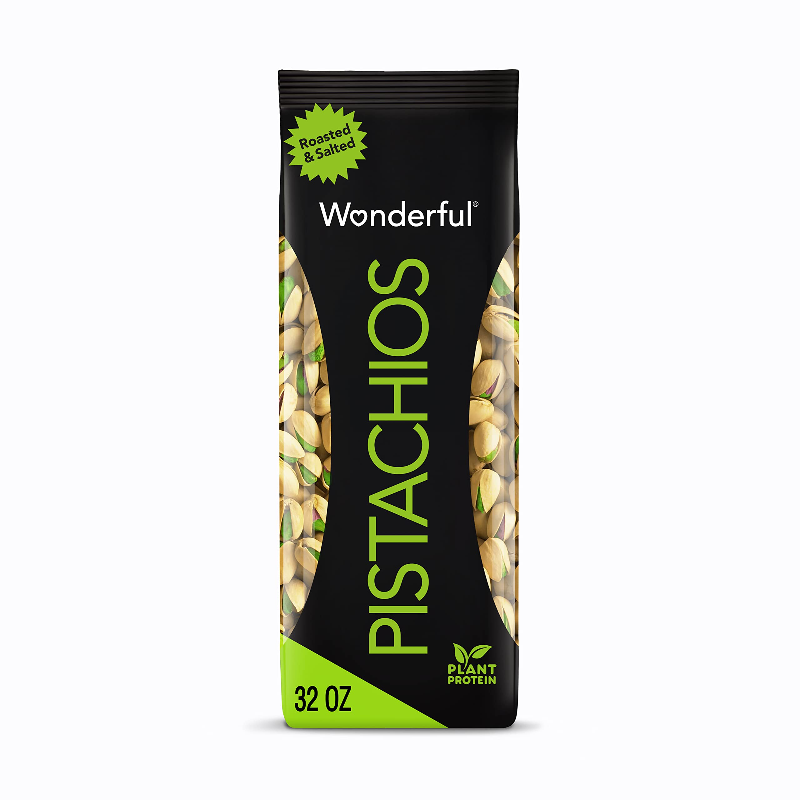 Wonderful Pistachios, In-Shell, Roasted & Salted Nuts, 32oz Roasted & Salted 2 Pound (Pack of 1)
