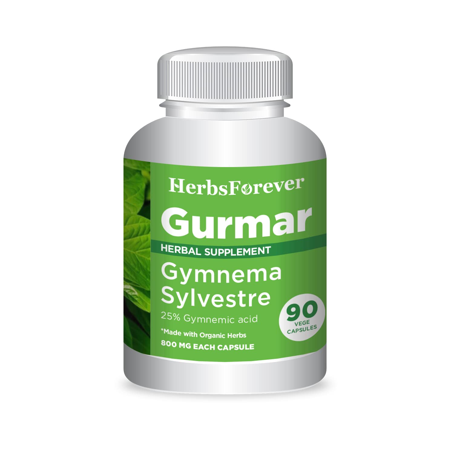 Herbsforever Gurmar Capsules – Gymnema Sylvestre – Concentrated Extract Ratio 7:1 – Sugar Destroyer – 90 Vege Capsules – 800 Mg Each
