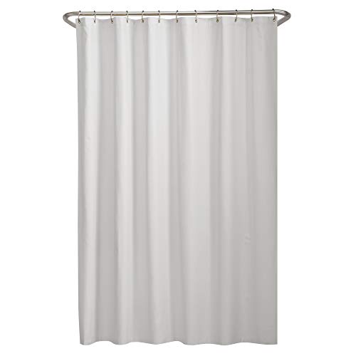 Book Cover Maytex Soft Microfiber Water Repellent Fabric Shower Liner or Curtain, White