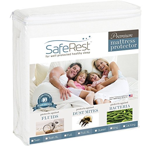Book Cover SafeRest King Size Premium Hypoallergenic Waterproof Mattress Protector - Vinyl Free