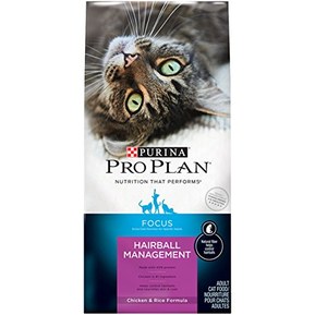 Purina Pro Plan Hairball Dry Cat Food, FOCUS Hairball Management Chicken & Rice Formula - 7 lb. Bag