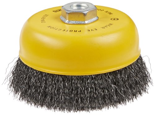 DEWALT Wire Cup Brush, Crimped, Carbon Steel, 6-Inch x 5/8-Inch, 11 HP, .014-Inch (DW49102)