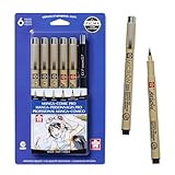 SAKURA 50201 6-Piece Pigma Manga Comic Pro Drawing Kit,Black