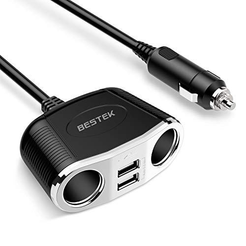 BESTEK 150W 2-Socket Cigarette Lighter Power Adapter DC Outlet Splitter 3.1A Dual USB Car Charger for iPhone X/8/7/6s/6 Plus, iPad, Samsung Galaxy S9/S9 Plus and More