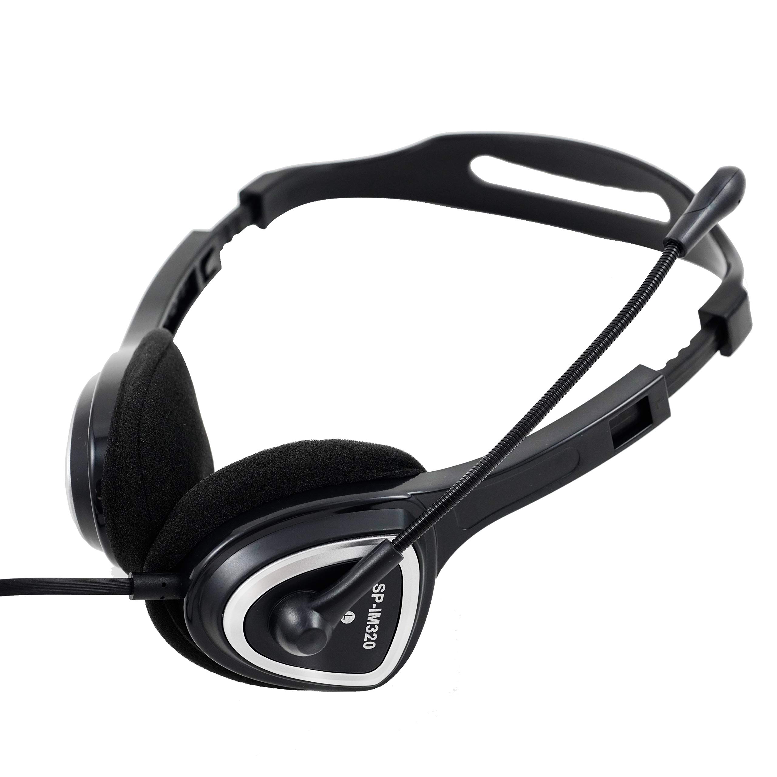 iMicro Im320 USB Headset with Adjustable Microphone Noise Cancelling, Wired Headphone for PC, Laptop,Black 1 Pack
