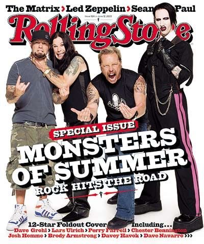 Fred Durst, Ozzy Osborne, James Hetfield, Marilyn Manson - Monsters of Summer (June 12, 2003 - Issue #924 Rolling Stone Magazine)
