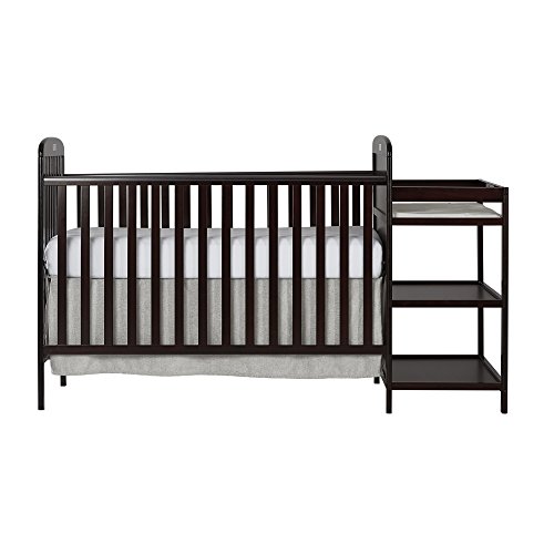 Dream On Me Anna 4-in-1 Full Size Crib and Changing Table Combo in Espresso, Greenguard Gold Certified