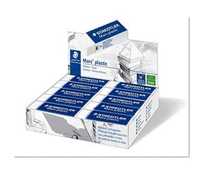 Staedtler Mars Plastic, Gommes plastiques blanches de très haute qualité, Boîte en carton avec 20 gommes sans phtalates ni latex, 526 50 VE