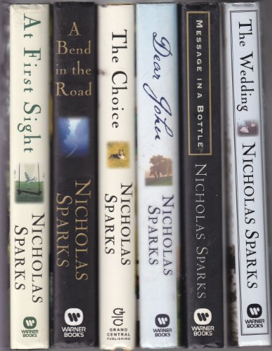 6 Nicholas Sparks Books: At First Sight / A Bend in the Road / The Choice / Dear John / Message In a Bottle / The Wedding