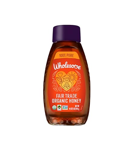 Wholesome Sweeteners 16-Ounce Organic Honey Bottle, 100% Pure, Fair Trade Certified, Non GMO Project Verified & Gluten Free, 1 Pack