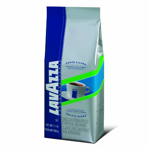 Lavazza Gran Filtro Decaffeinato Whole Bean Coffee Blend, Decaffeinated Medium Roast, 1.1-Pound Bag