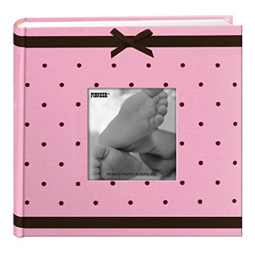 Pioneer Embroidered 200 Pocket Frame Fabric Cover Photo Album, Baby Pink