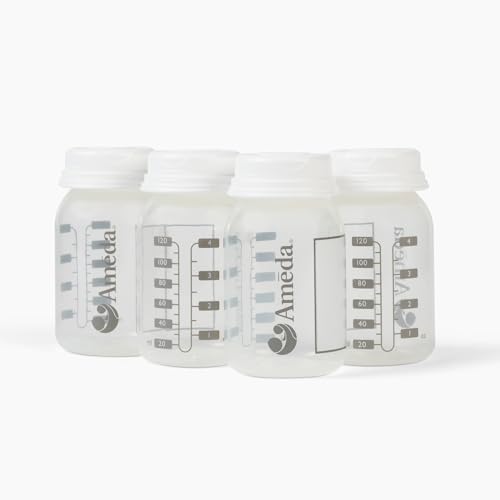 Ameda 4 Pack Breast Milk Storage Bottles, 4 Ounce