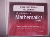Holt McDougal Mathematics Course 1 Interactive Answers and Solutions CD-ROM